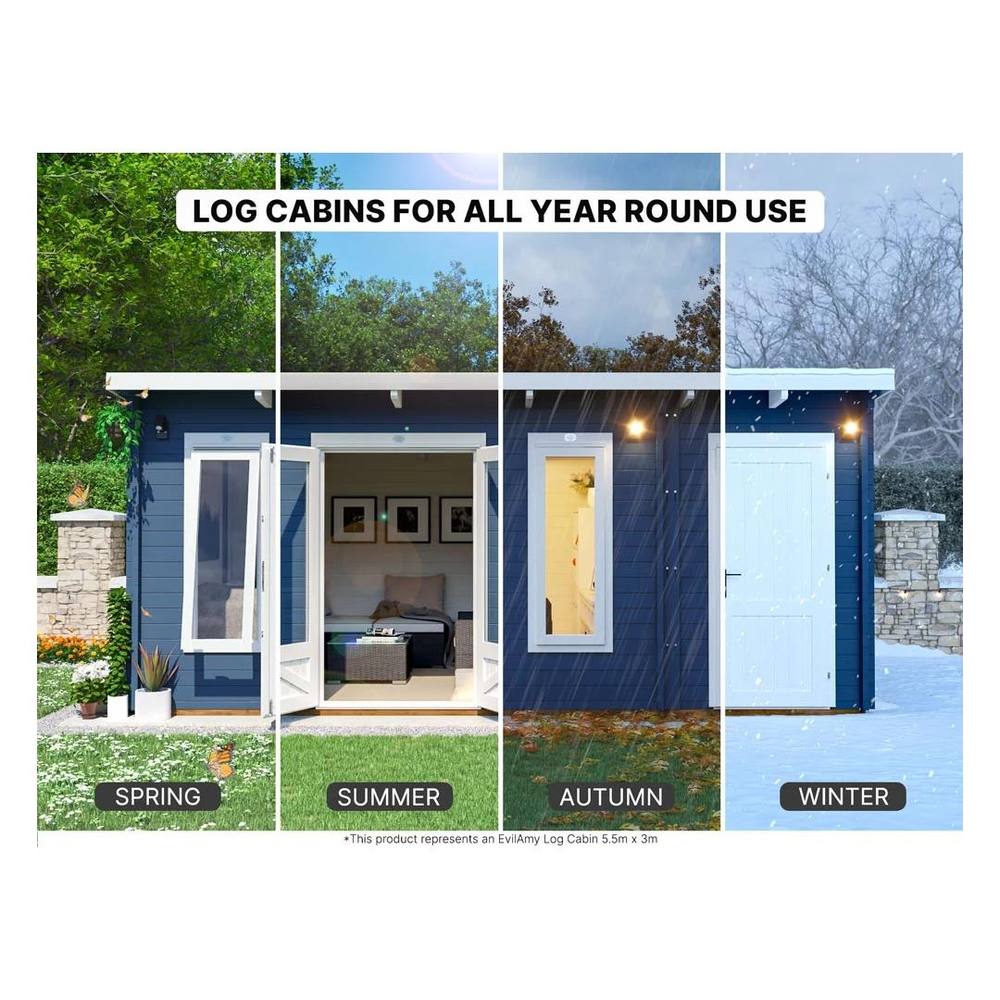 Dunster House L-Shaped Log Cabin W9m x D5m / 29' x 16'6" Pent, 24mm, DG - HellWolf in Brown 5