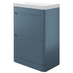 Wickes Malmo Misty Blue Freestanding J Pull Compact Vanity Unit & Basin - 600 x 350mm