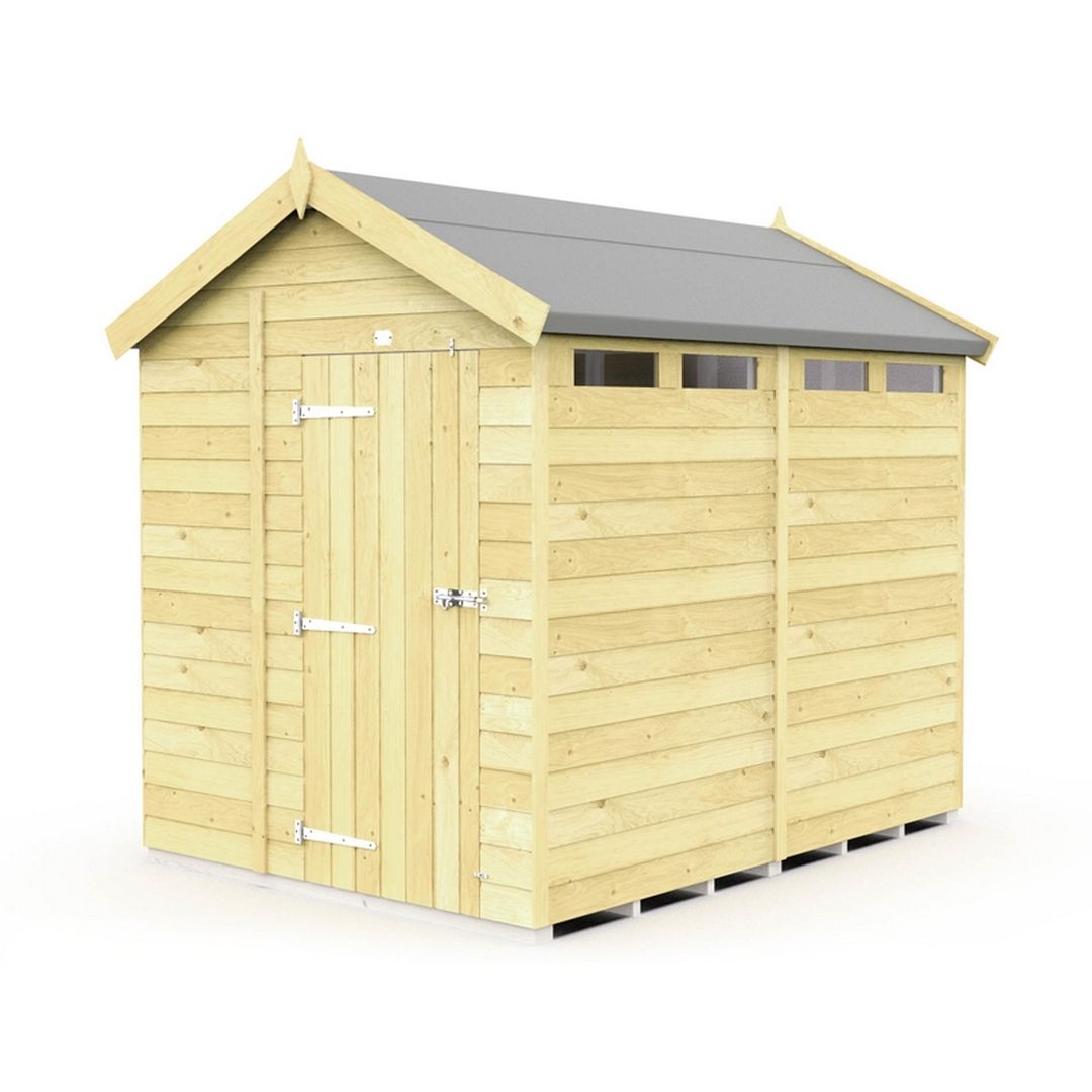 Buttercup Farm 7 x 8 Feet Apex Security Shed - Single Door - L243 x W214 x H217 cm in Brown