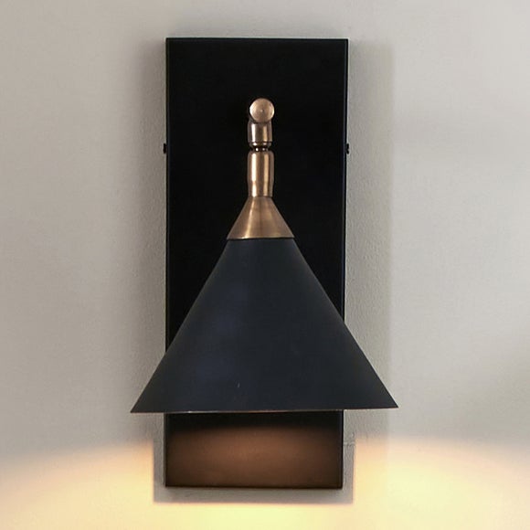 Zeta Matt Black and Antique Brass Wall Light