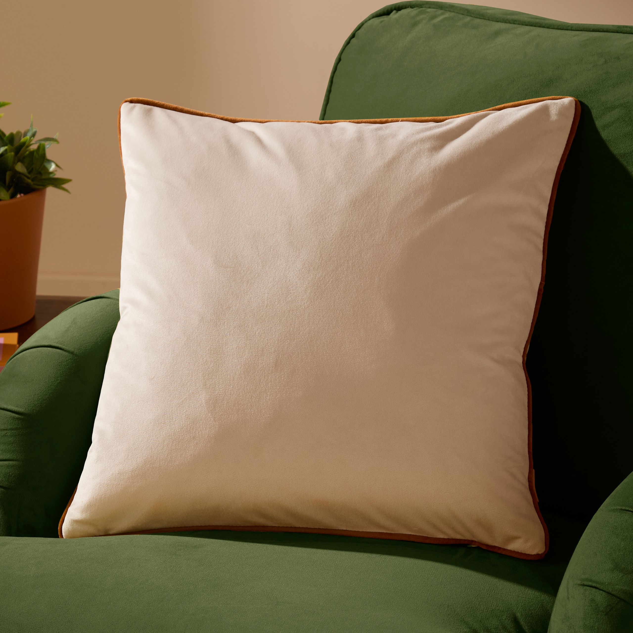 Furn Meridian Velvet Piped Cushion in Cream