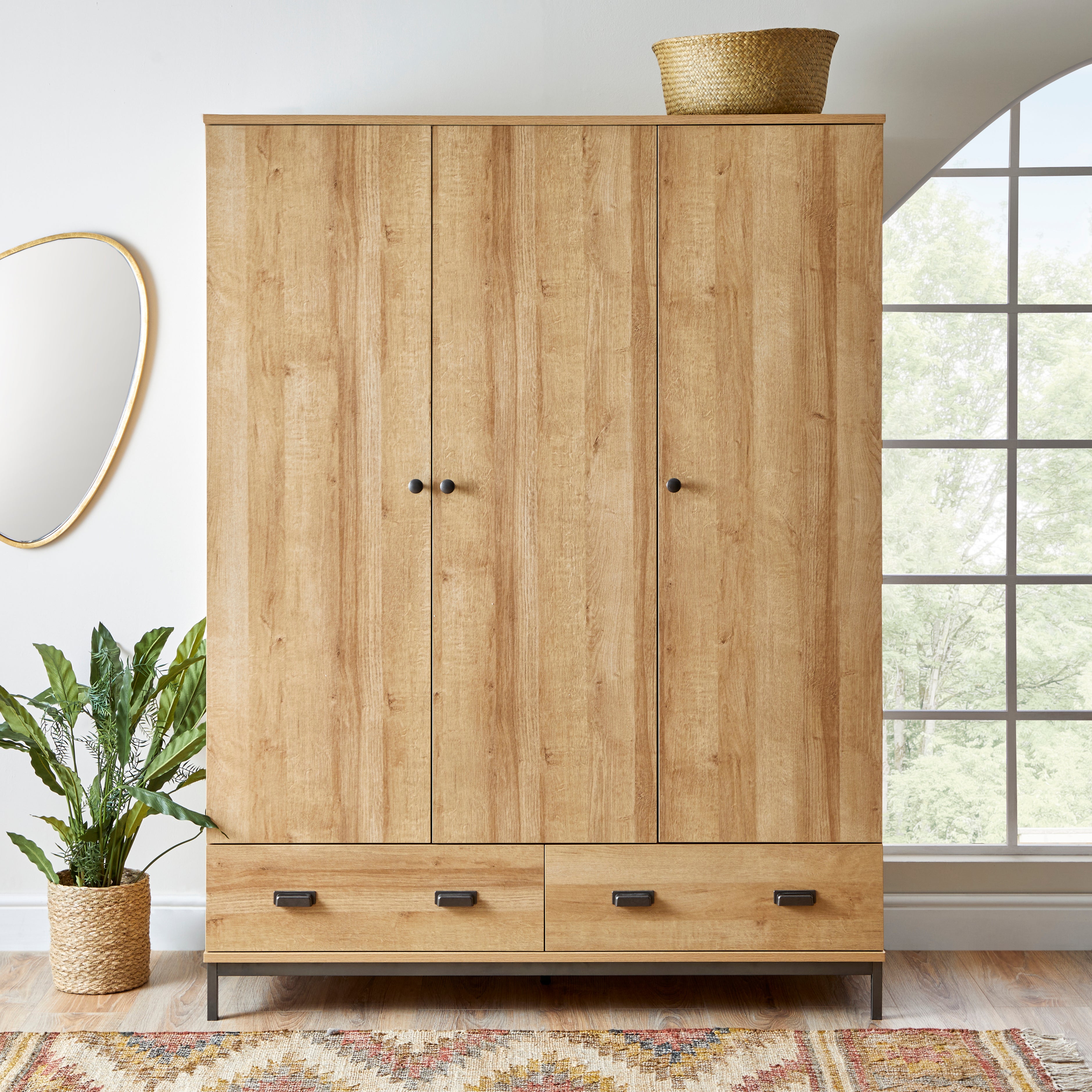 Fulton Oak Effect Triple Wardrobe Brown