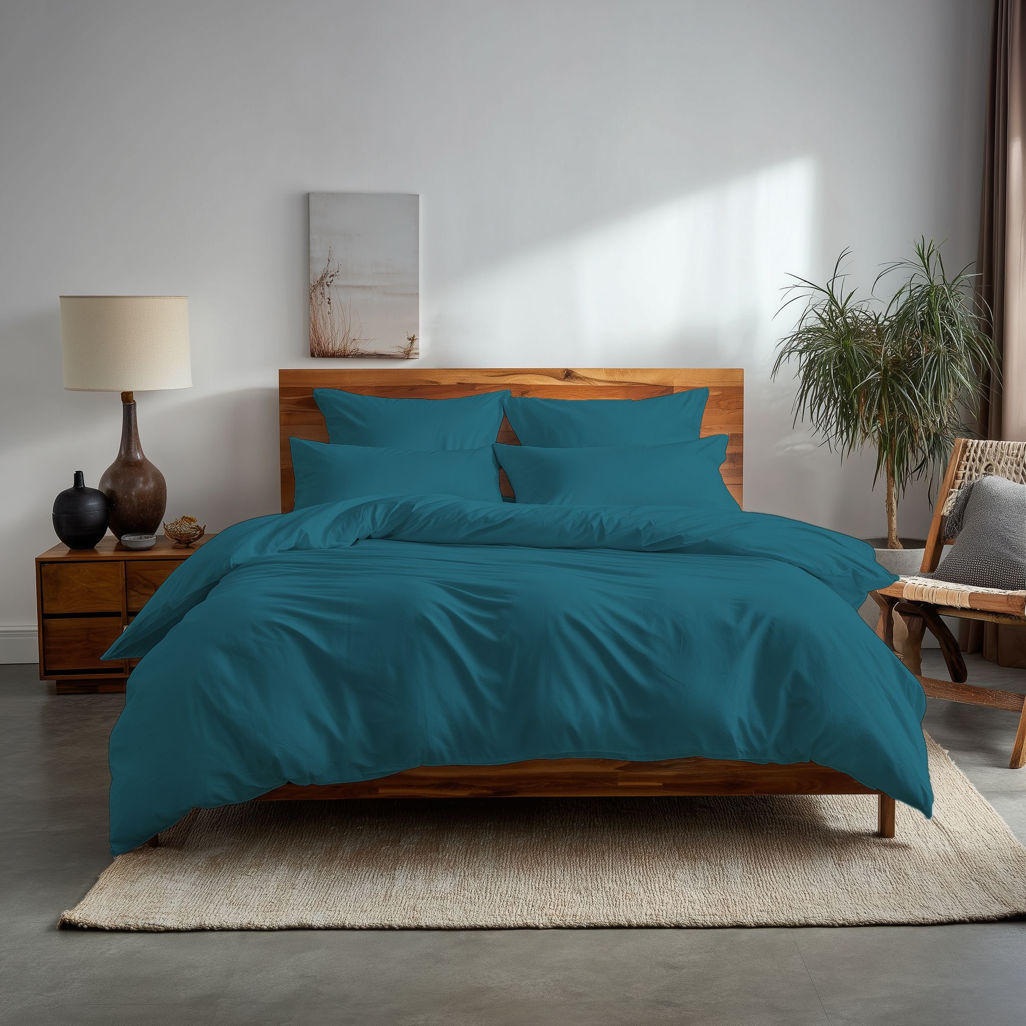 Snug City Plain Dyed Easy Care Polycotton Duvet Cover & Pillowcase/s Set Bed Linen in Teal