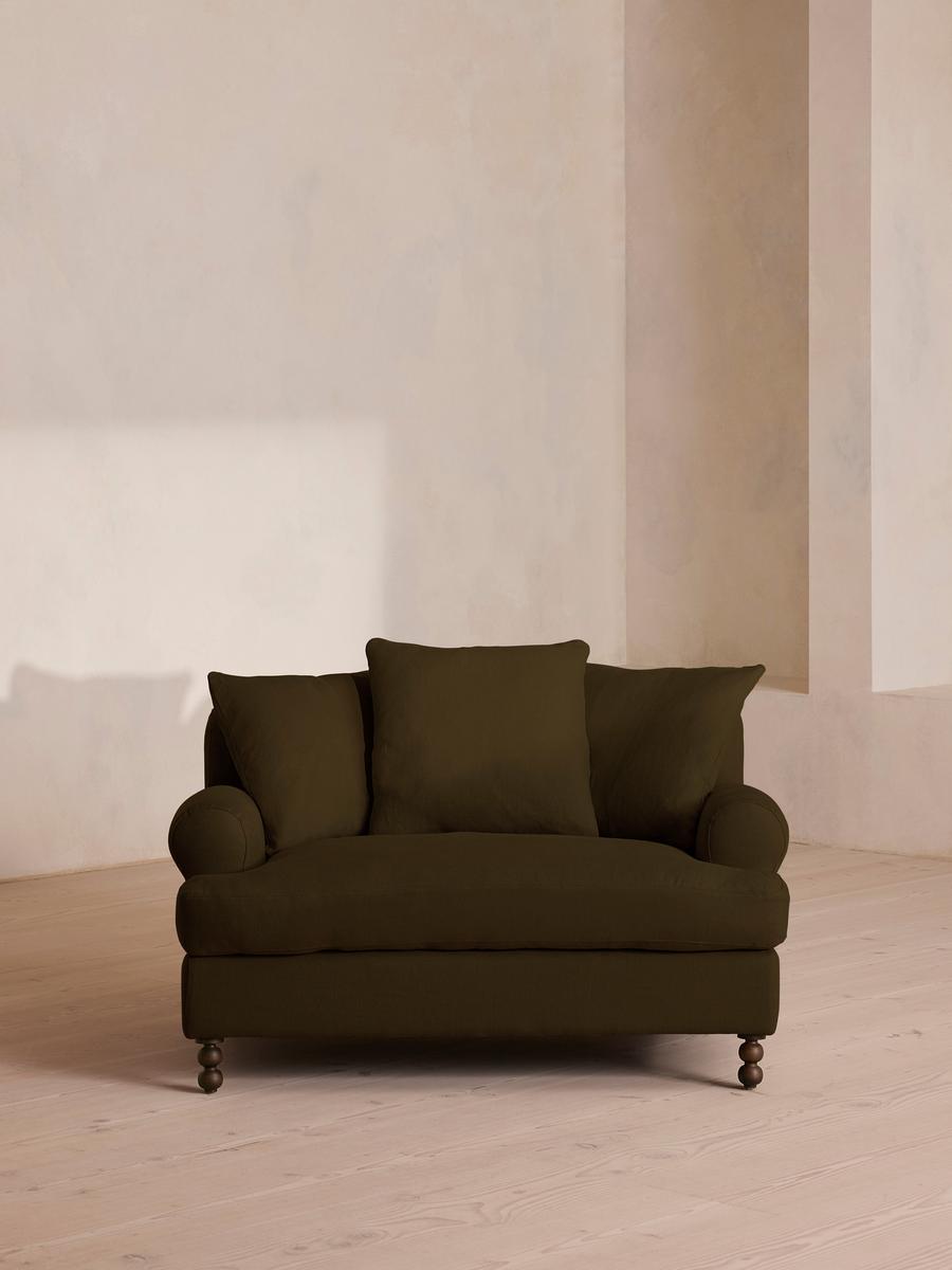 Audrey Loveseat, Linen, Olive