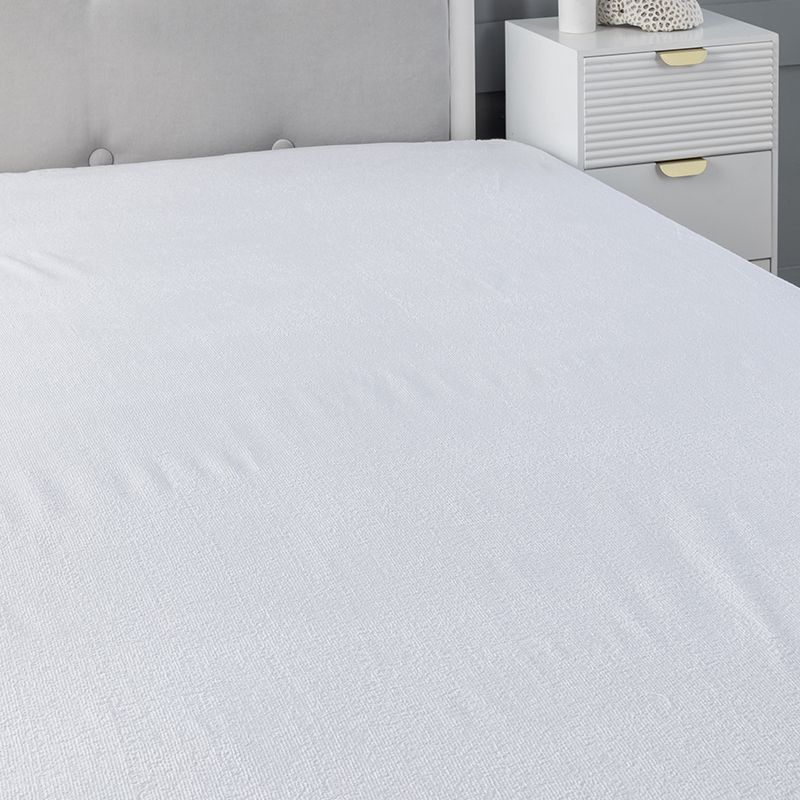 Snug City 12Inch Deep Waterproof Terry Towel Mattress Protector Soft Touch Non Noisy Fitted Sheet in White