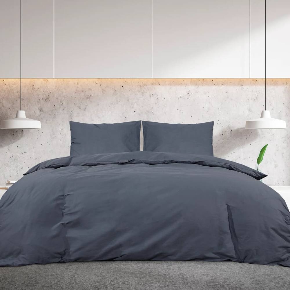 Berkfield Home Elegant Duvet Cover Set Anthracite 140x200 cm Light-weight Microfiber in Dark Grey