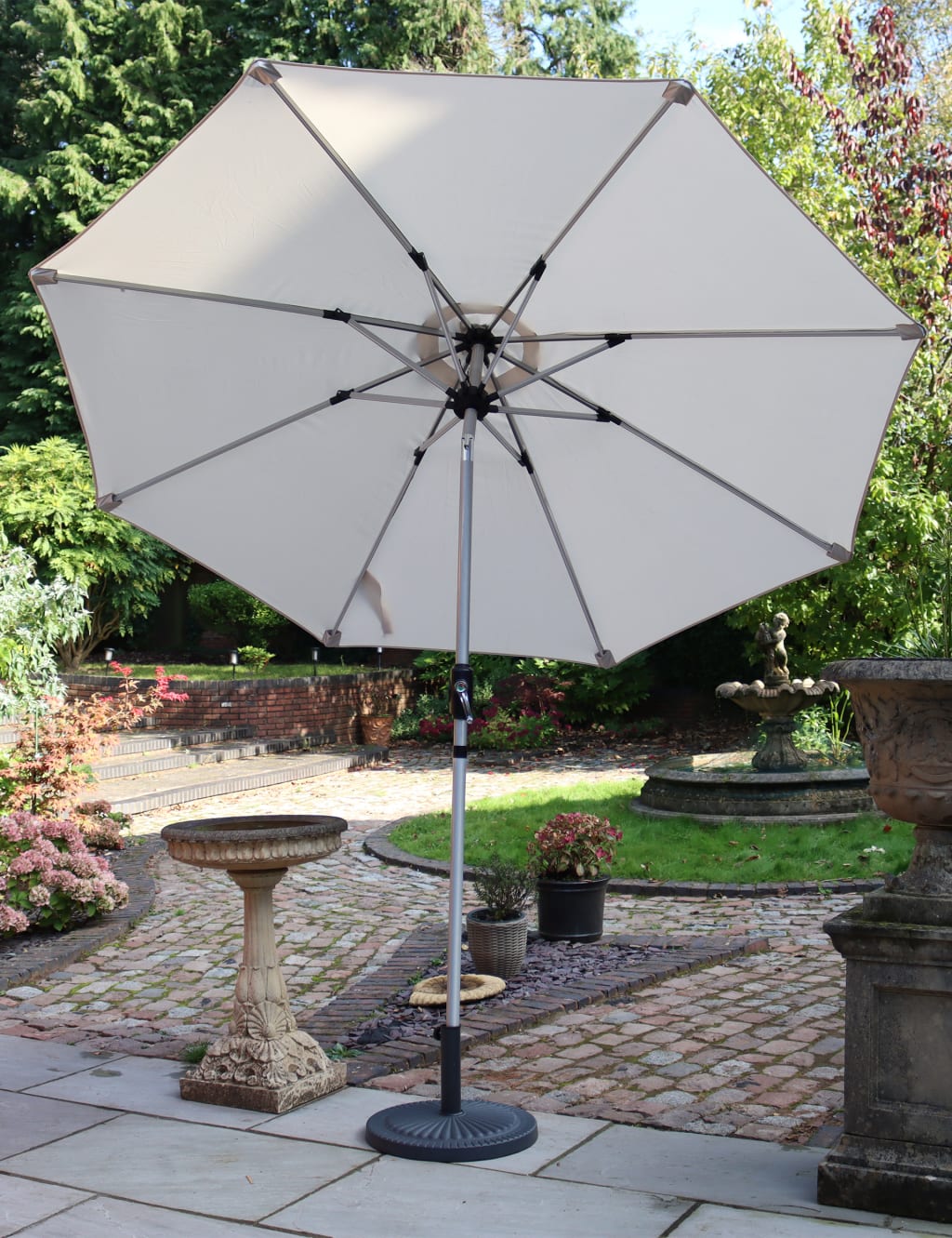 Royalcraft Crank and Tilt LED Strip Parasol Ivory
