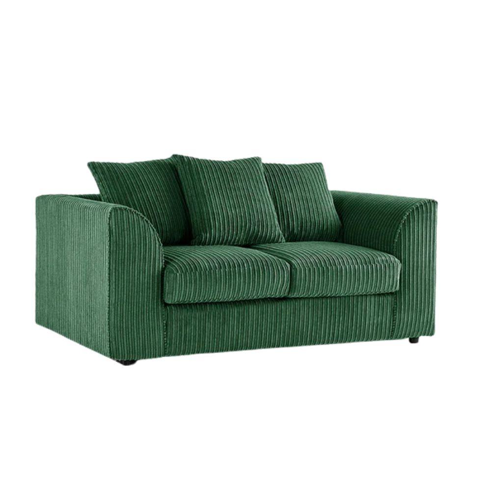 Bliss Furniture 2 Seater Scatter Back Sofa with Soft Jumbo Cord Fabric in Green Colour