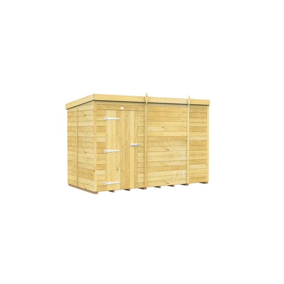 Buttercup Farm 10 x 5 Feet Pent Shed - Single Door W/O Window - L147 x W302 x H201 cm in Brown