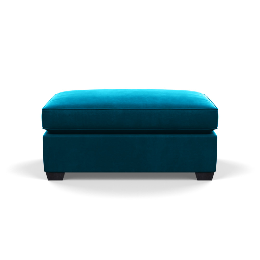 Heal's Torino Footstool Velvet Teal Black Feet