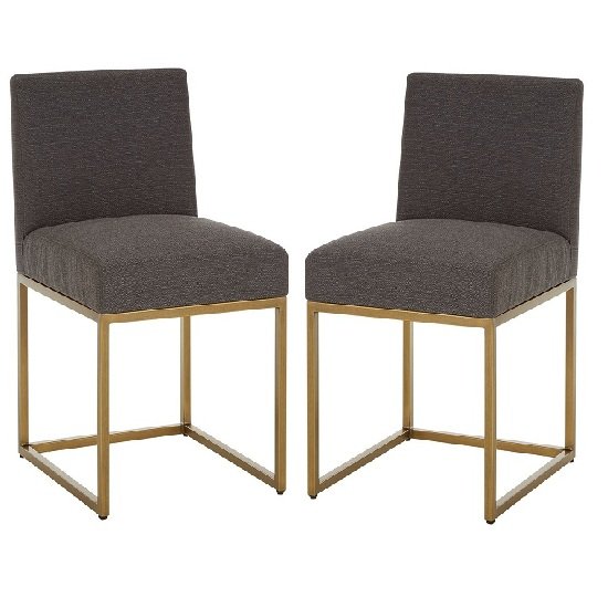 Chalawan Brass Base Dining Chair With Grey Top in Pair