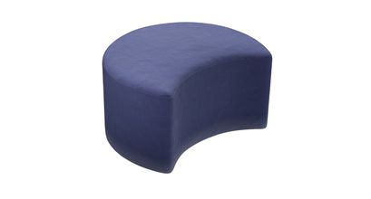 Luna Half Moon Footstool in Prussian Blue Cotton Matt Velvet - sofa.com