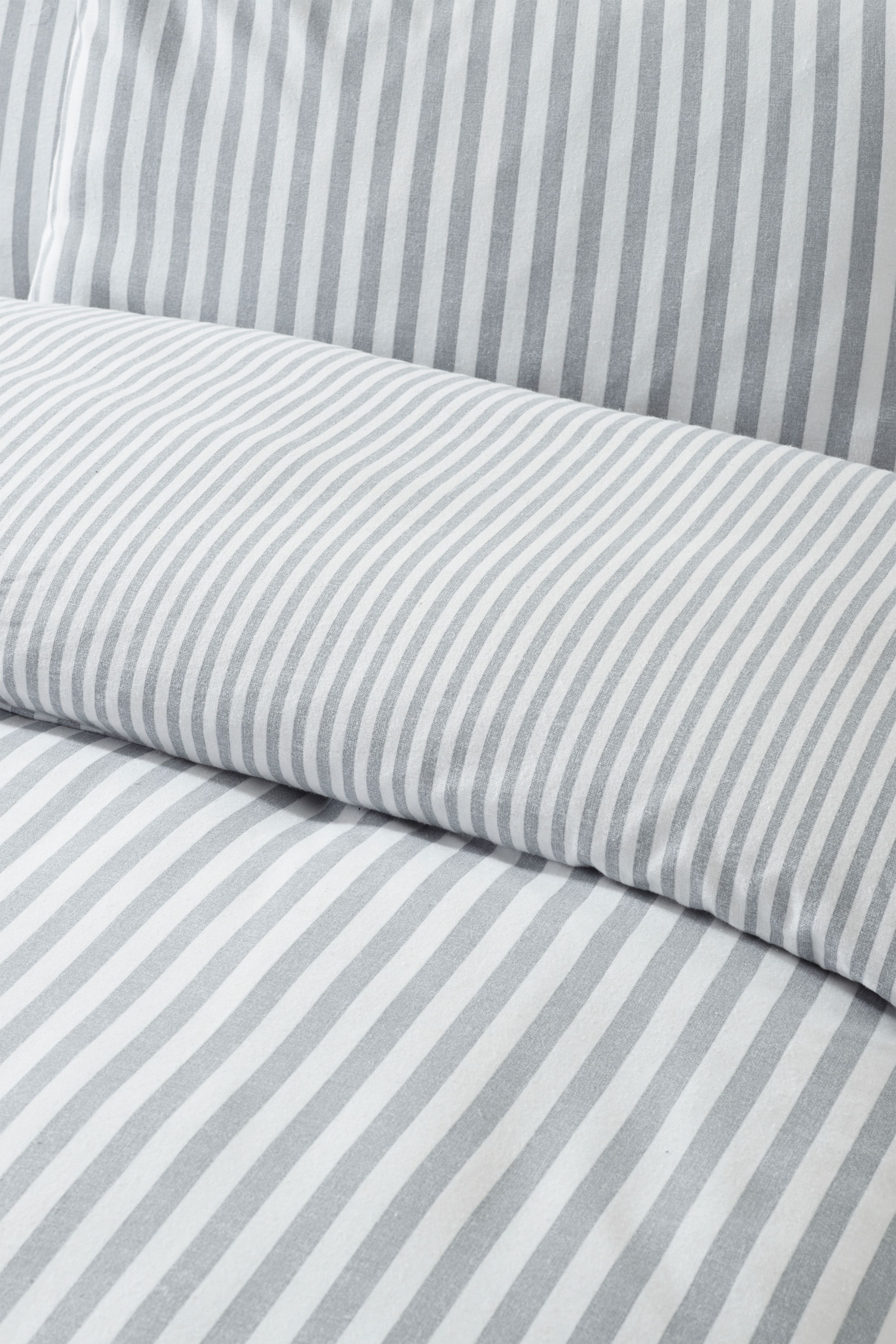 Catherine Lansfield Brushed Stripe 100% Cotton Duvet Cover Set in Silver 4