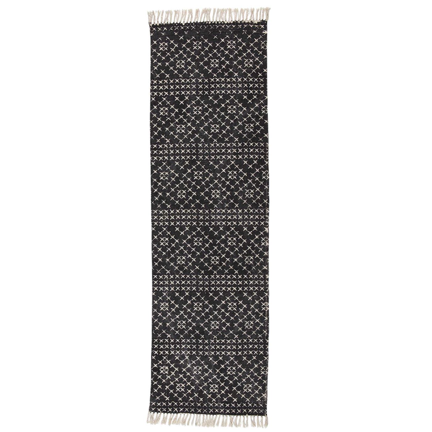 Cross Design Runner, Black and Cream