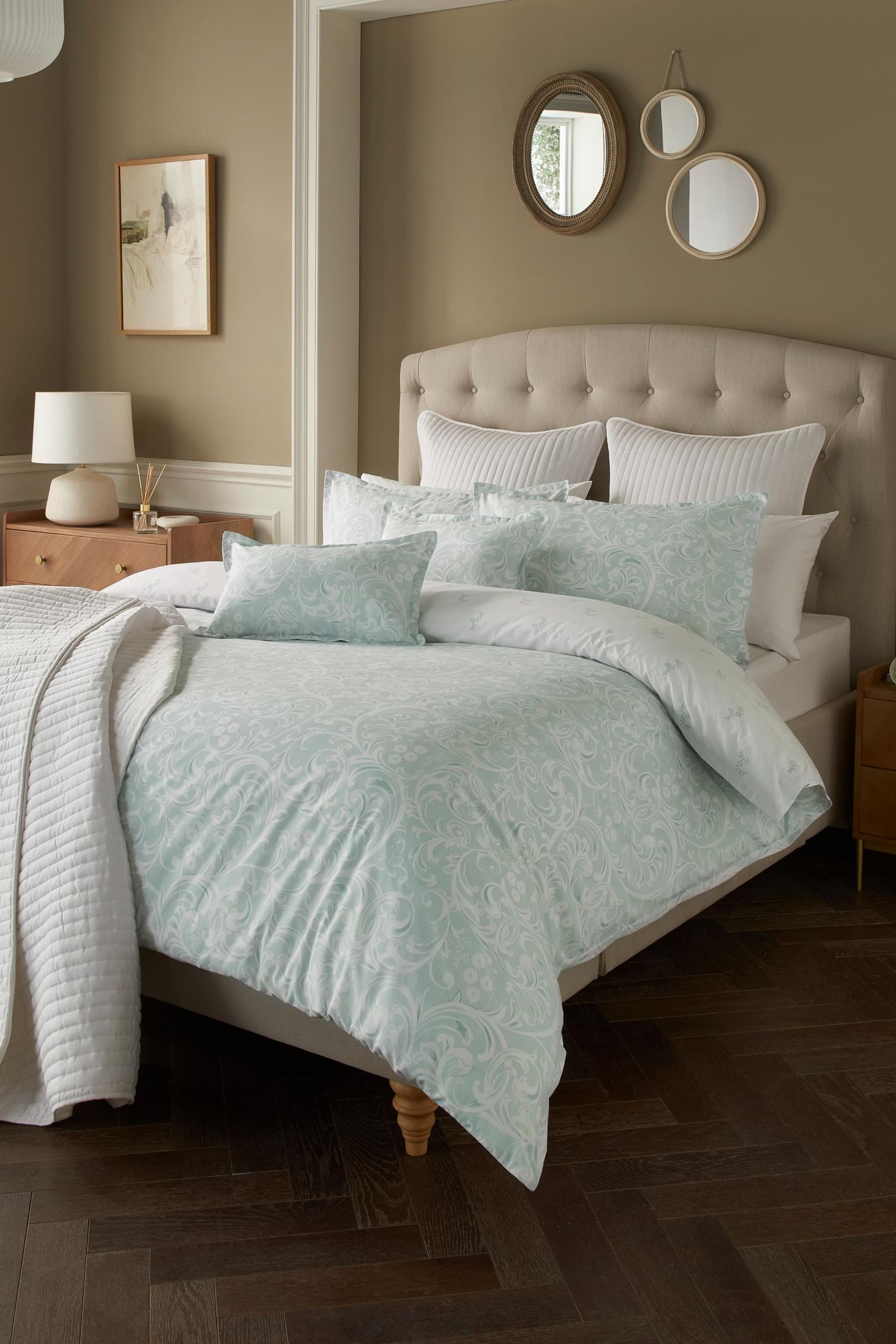 Samantha Faiers Home 'Ophelia' Duck Egg Floral Reversible Polycotton Duvet Cover Set in Duck Egg Blue