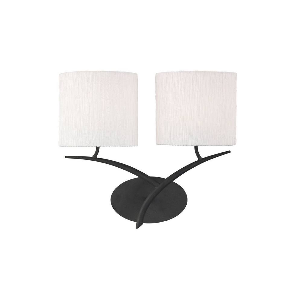Netlighting Eve Wall Lamp Switched 2 Light E27 Anthracite with White Oval Shades in Black