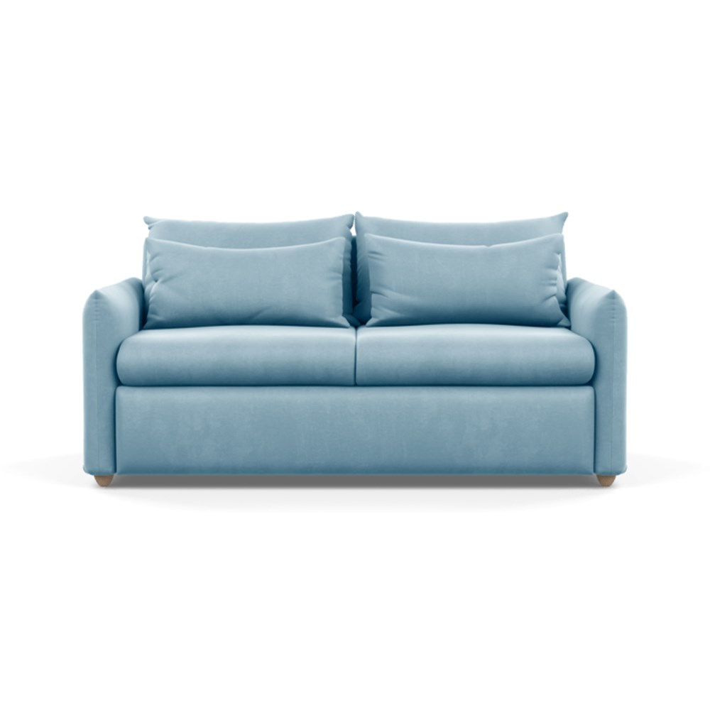 Heal's Pillow Sofa Bed Varese Velvet Sky Natural Feet