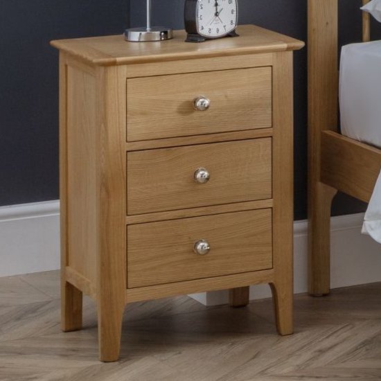 Cotswold Bedside Cabinet In Oak With 3 Drawers