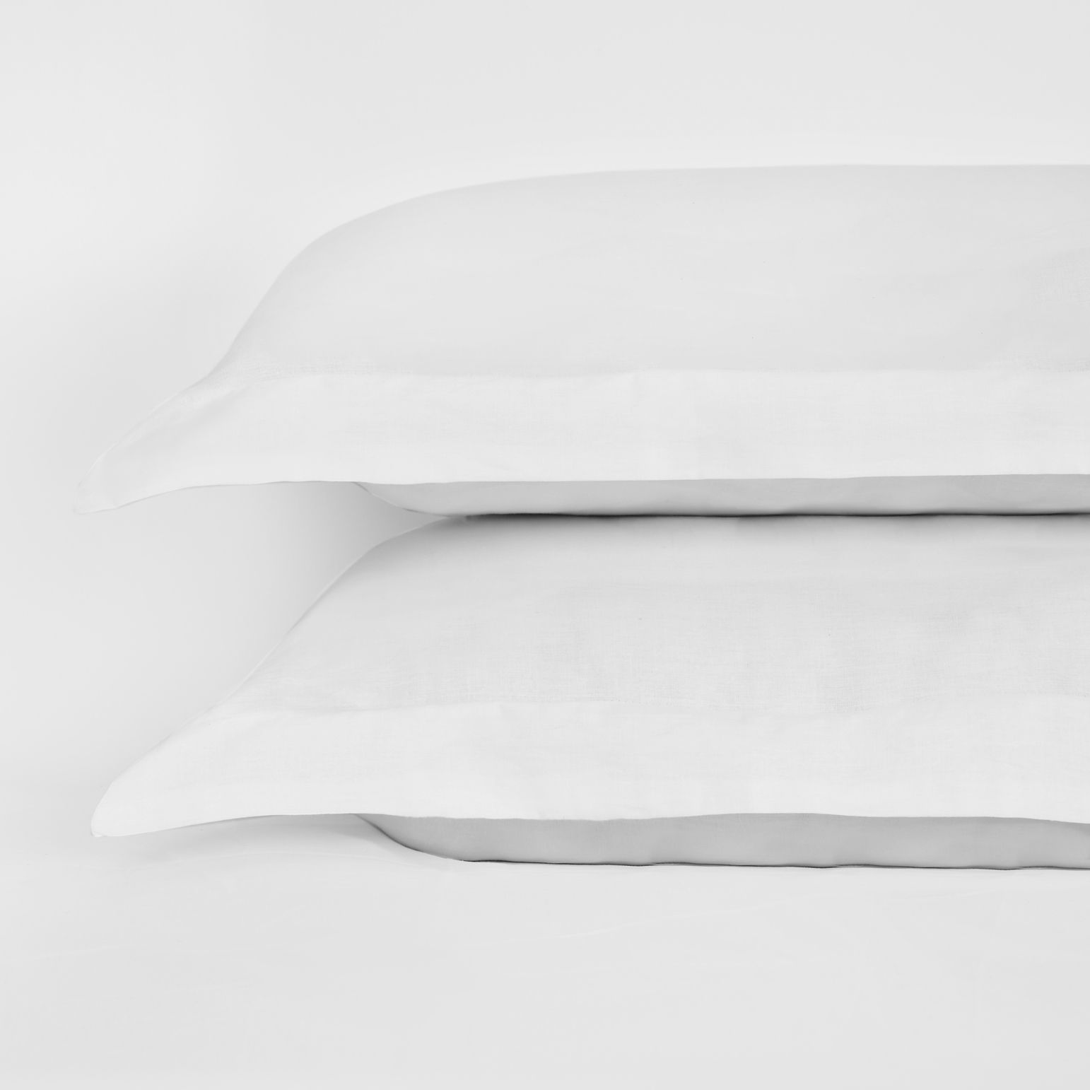 OHS 2 x Soft Plain Cotton Oxford Edge Pillowcases UK in White