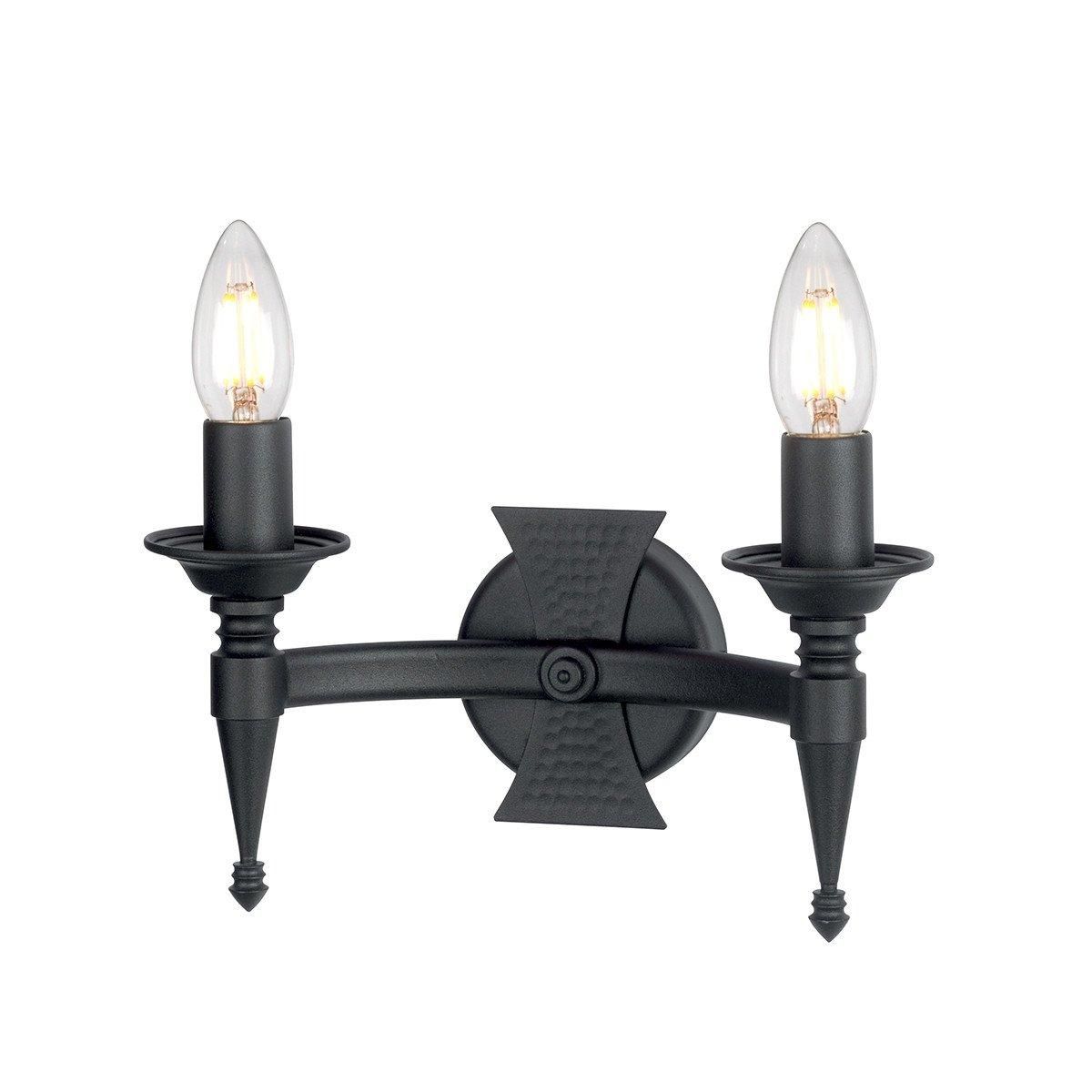 Netlighting Saxon 2 Light Indoor Candle Wall Light Black E14