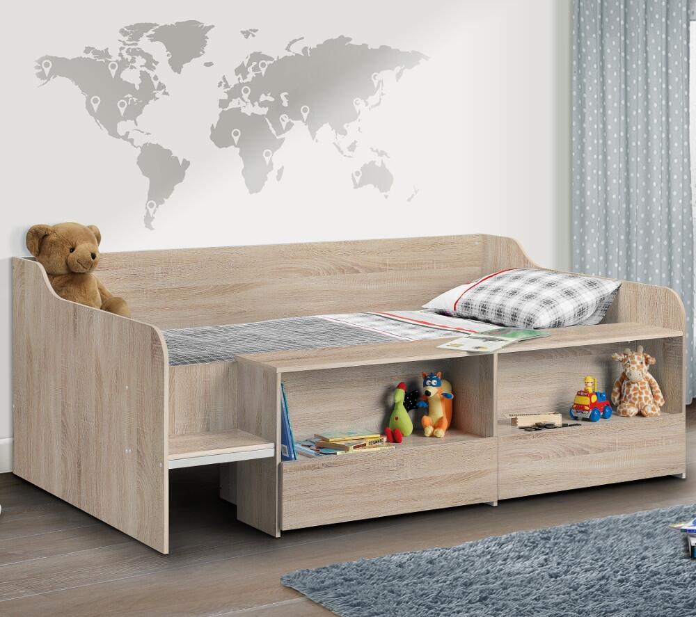 Stella Oak Wooden Kids Low Sleeper Cabin Storage Bed Frame - 3ft Single