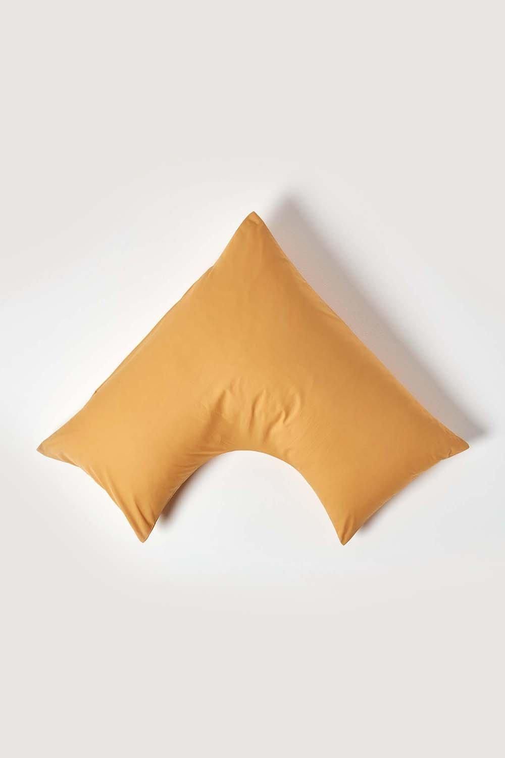 Homescapes Egyptian Cotton V Shaped Pillowcase 200 TC in Mustard