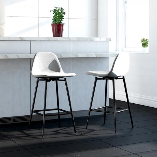 Calvin Velvet Upholstered Counter Stool In Grey