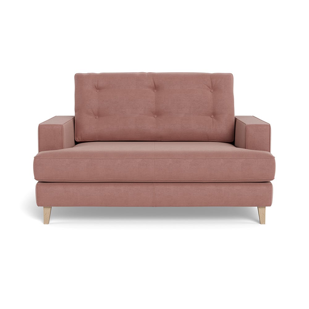 Heal's Mistral Loveseat Smart Luxe Velvet Dusky Pink Natural Beech Feet 2