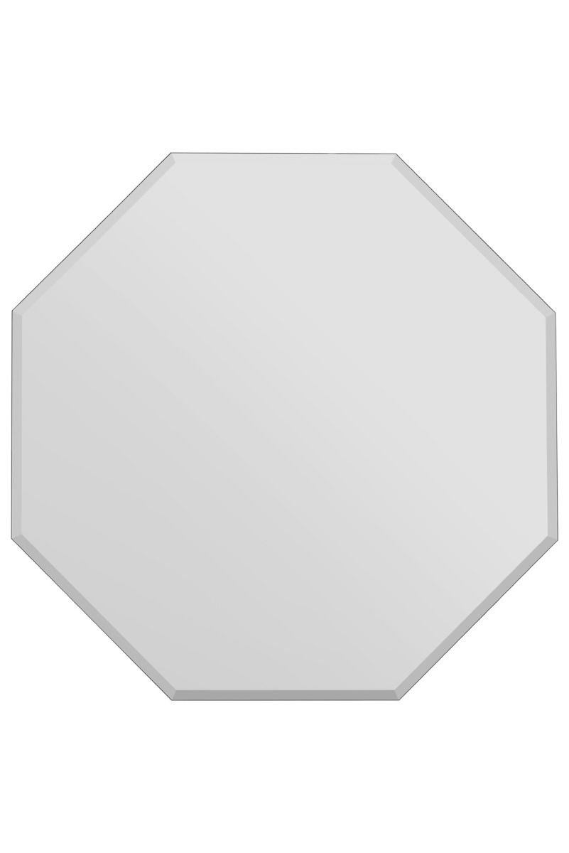 MirrorOutlet All Glass Modern Bevelled Octagonal Wall Mirror 39" X 39" 100x100CM in Silver