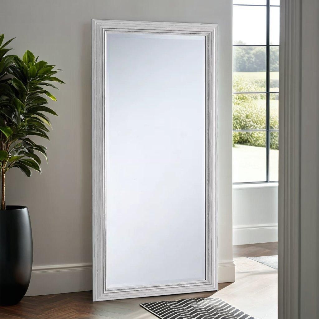 Yearn Mirrors Yearn Distressed White Framed Wall Mirror 166.5x75cm