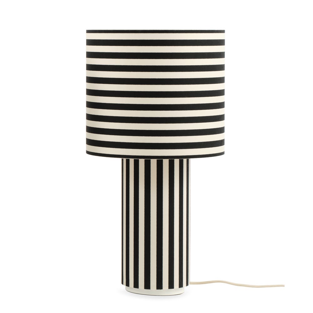 Heal's Raie Fabric Table Lamp Black/White 2