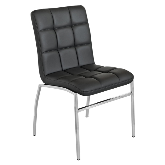 Coco Black PU Leather Dining Chair With Chrome Legs