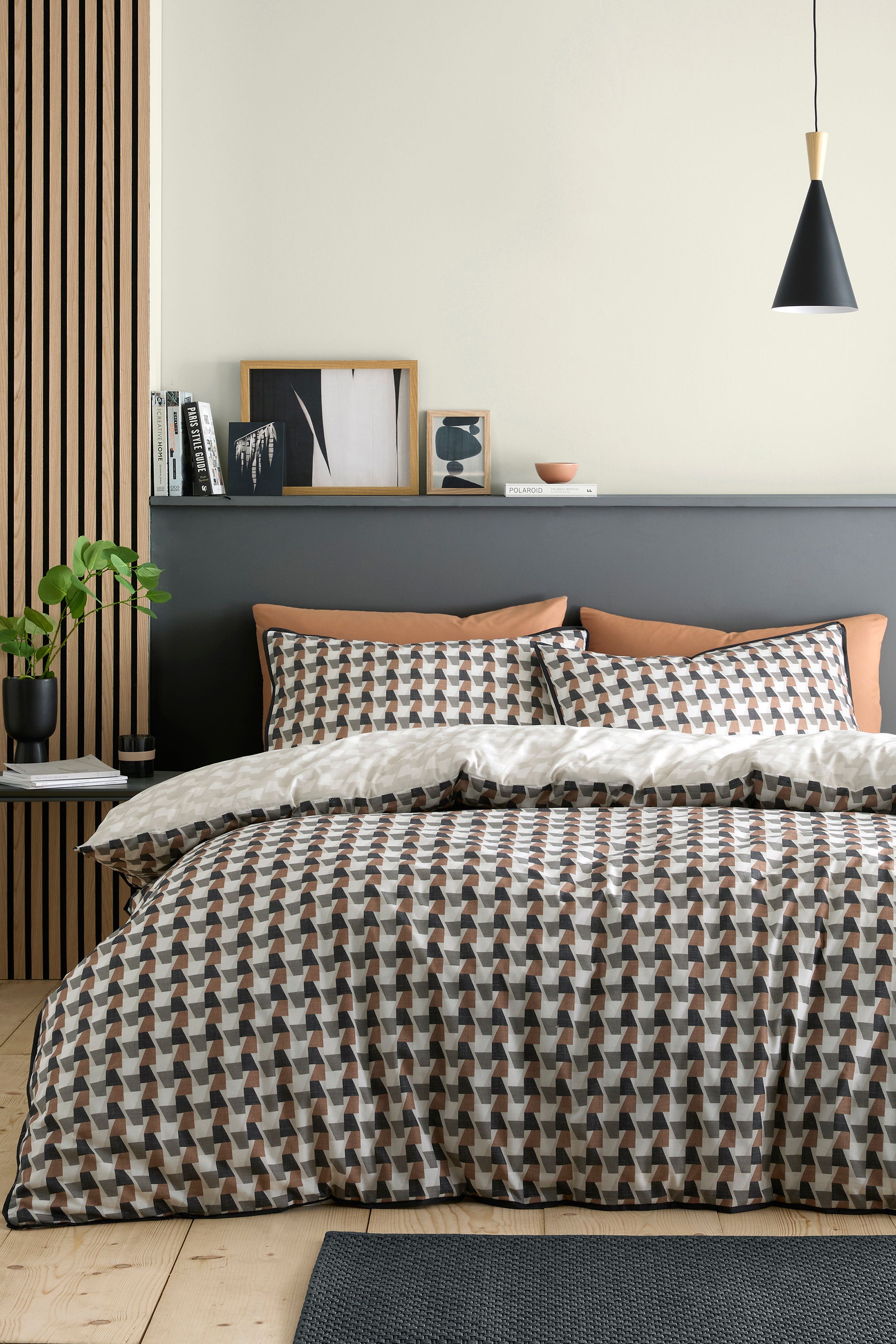 Appletree 'Jett' Geo Print 100% Cotton Duvet Cover Set in Brown