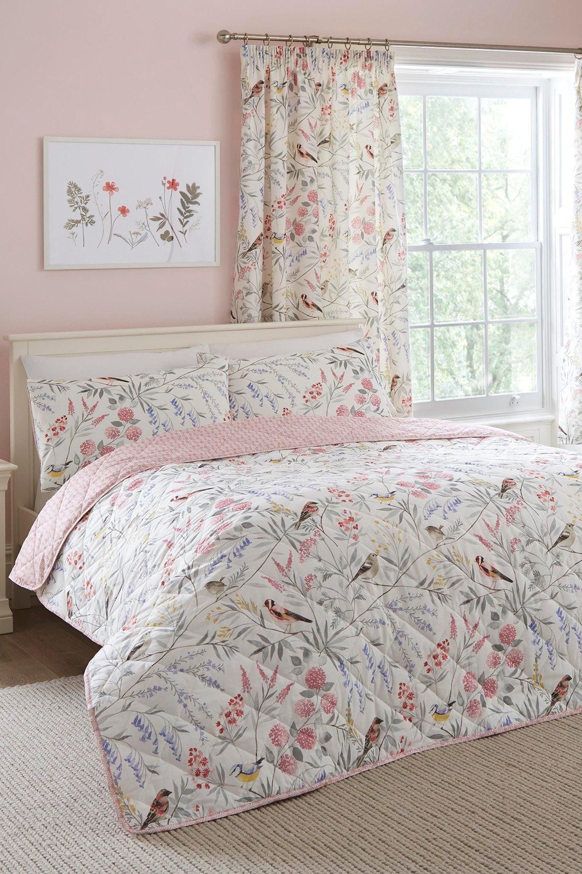 Dreams & Drapes 'Caraway' Printed Quilted Bedspread in Pink