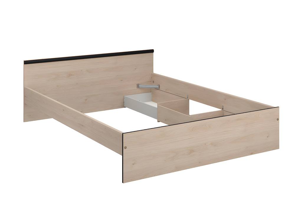 Vente-unique 140 X 190 Cm Bed With Storage, 2 Drawers & 1 Compartment - Natural + in Light Oak 4
