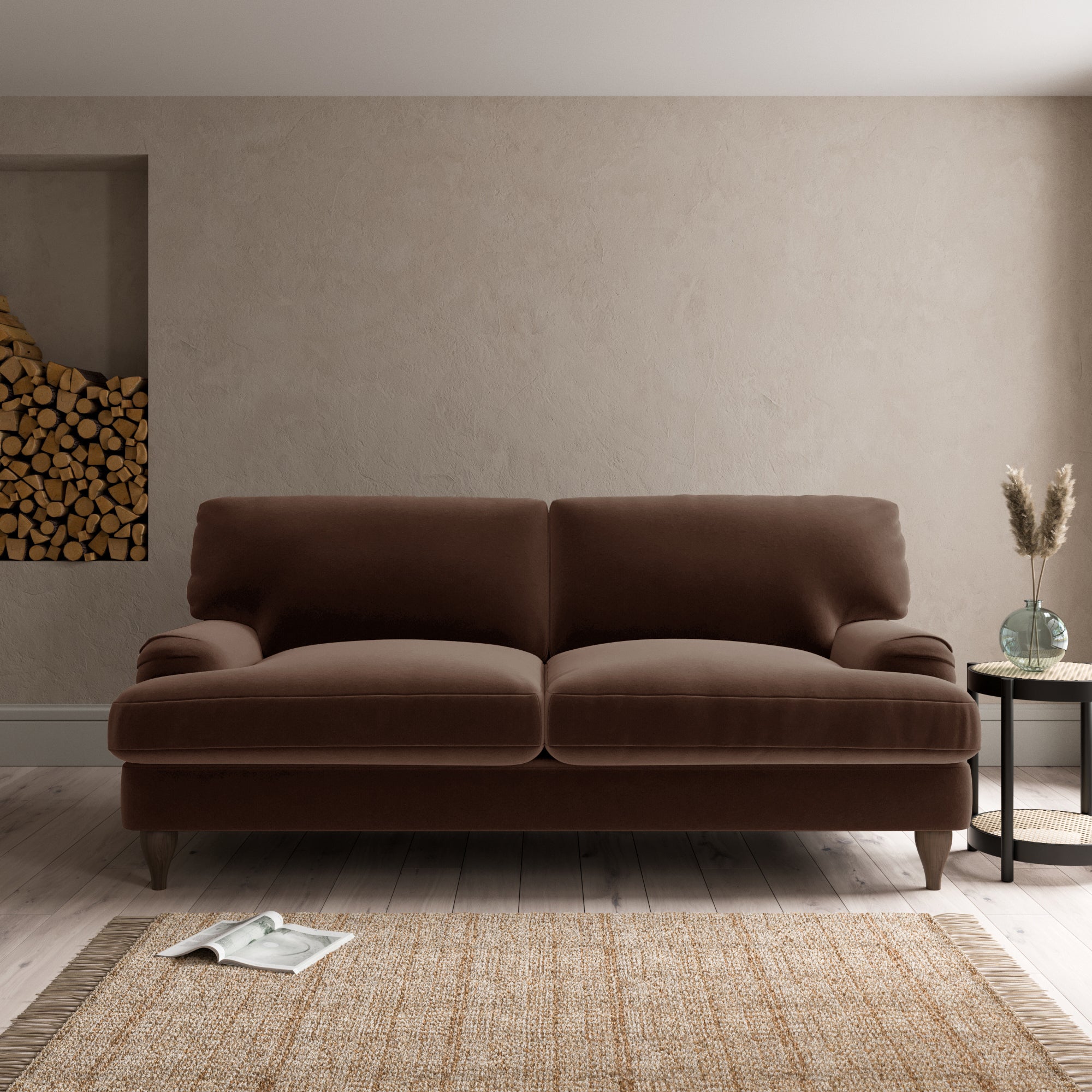 Darwin Luxury Velvet 3 Seater Sofa Luxury Velvet Pinecone