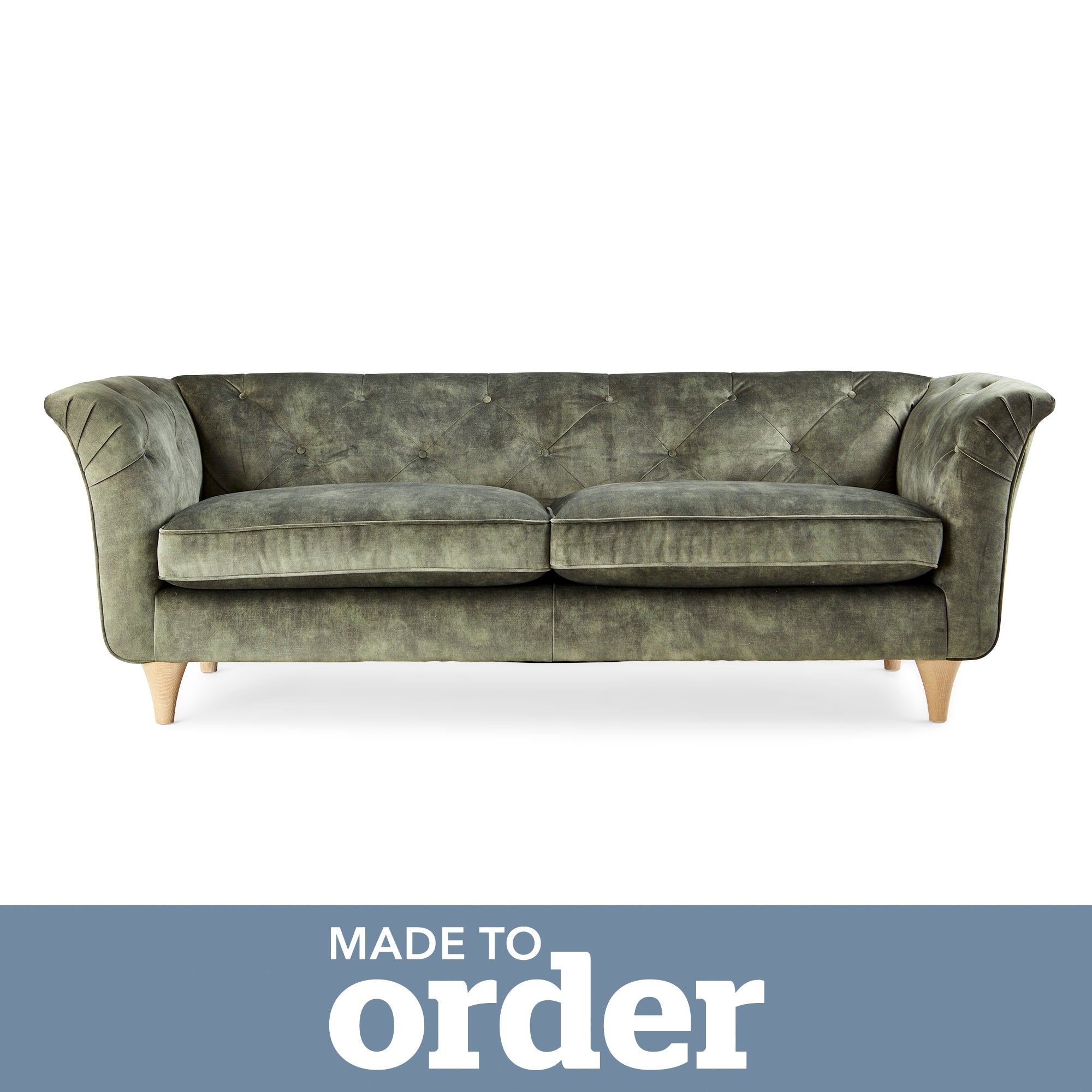 Jaipur 3 Seater Sofa Slub Velvet Slub Velvet Forest Green