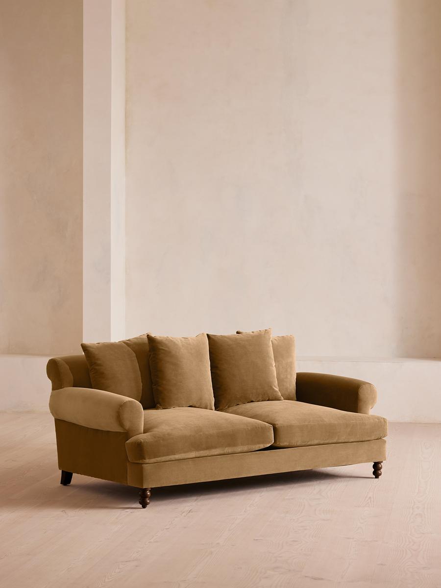 Audrey Two Seater Sofa, Velvet, Camel