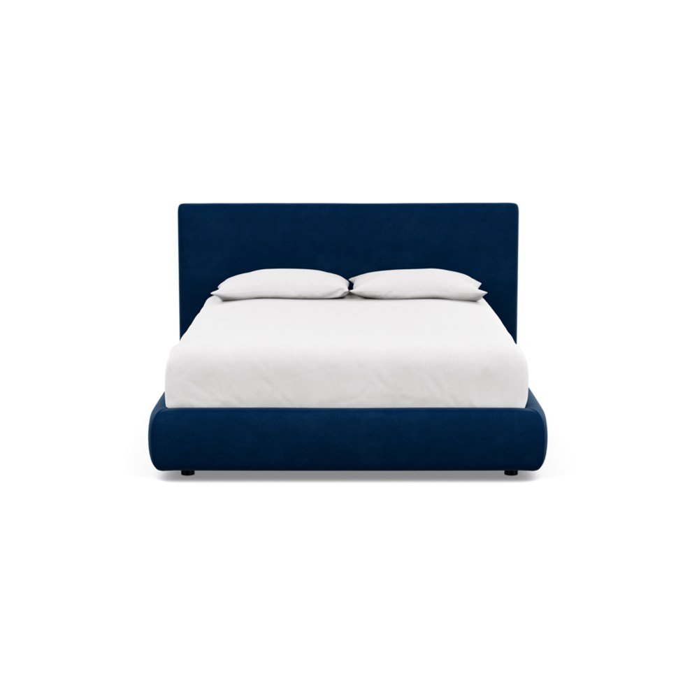 Heal's Alba Bed Double Marylebone Velvet Sapphire Blue