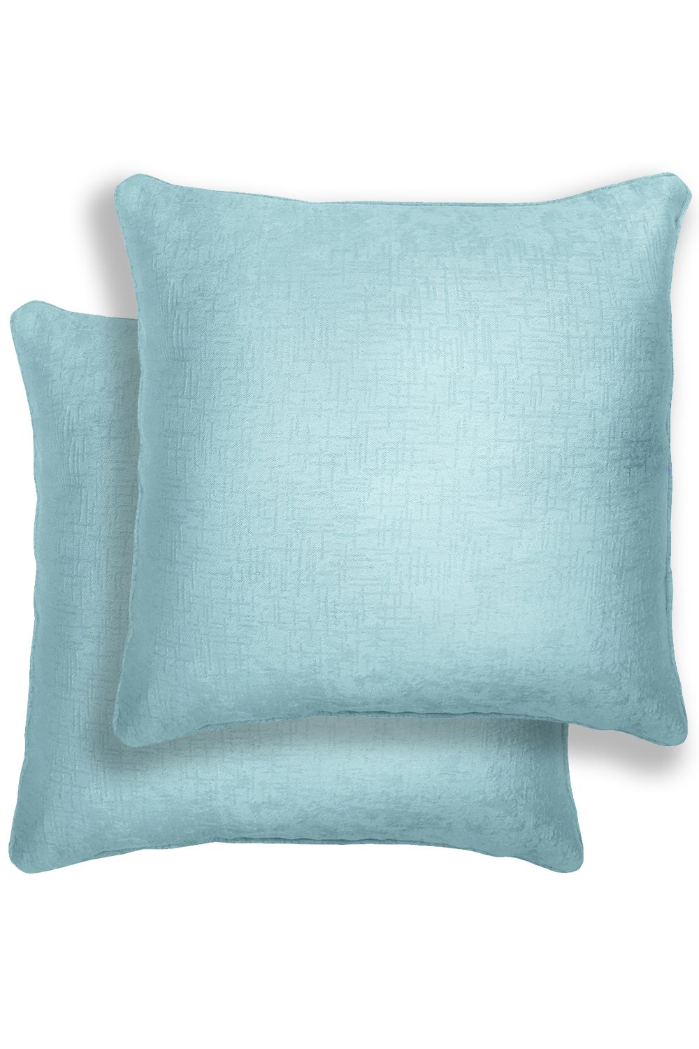 Enhanced Living Pair of Vogue Textured Double Sided Zip Opening Piped Edge Cushion Covers - 43x43cm - Cases Only in Light Blue