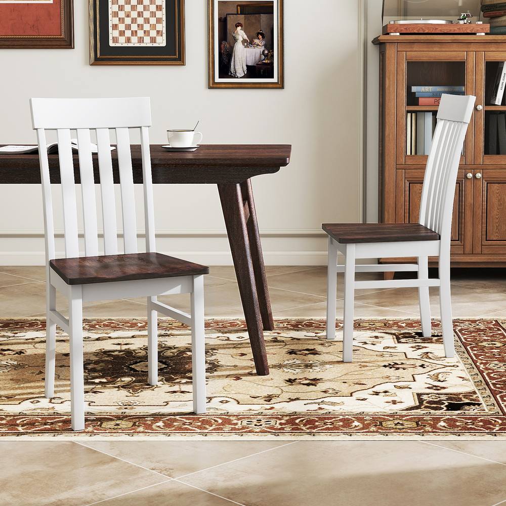 Costway Dining Chairs Set of 2 Dining Room Chairs w/Hollowed Backrests in White