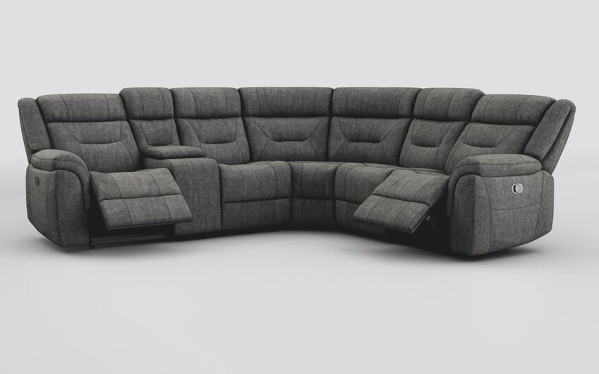 Black Fabric Ainsdale 2 Corner 2 Manual Sofa with Console