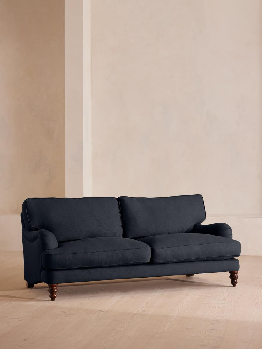 Arundel Three Seater Sofa, Linen, Indigo