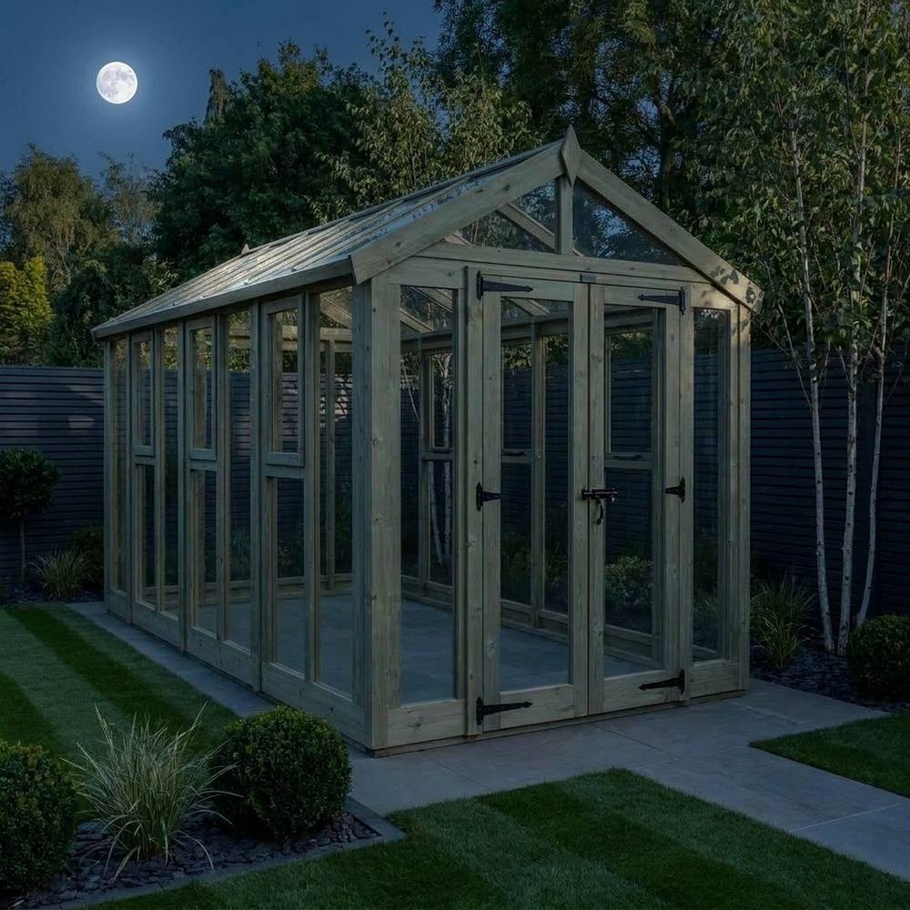 Buttercup Farm 6ft x 14ft Apex Glass Greenhouse - Pressure Treated Timber in Natural 3