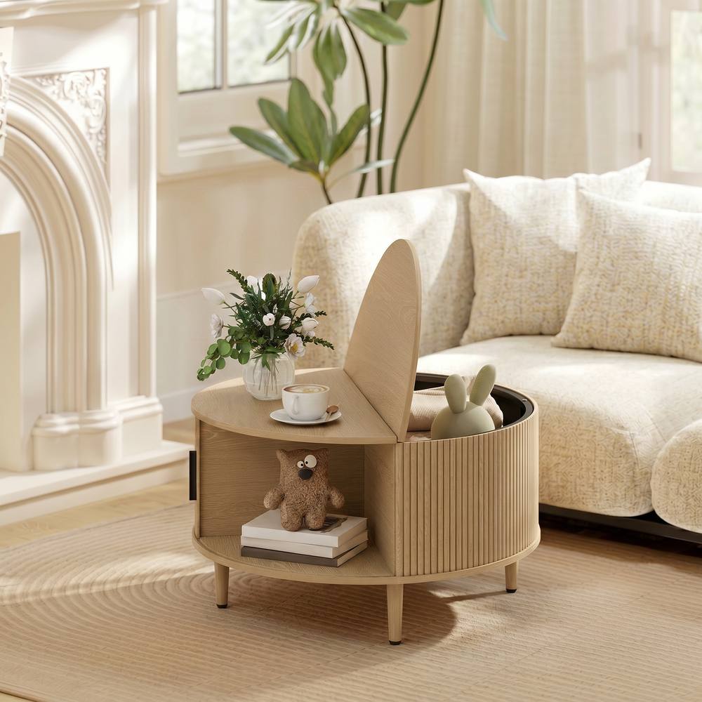 HOMCOM Coffee Table with Lift Top Sliding Door 80 cm Natural