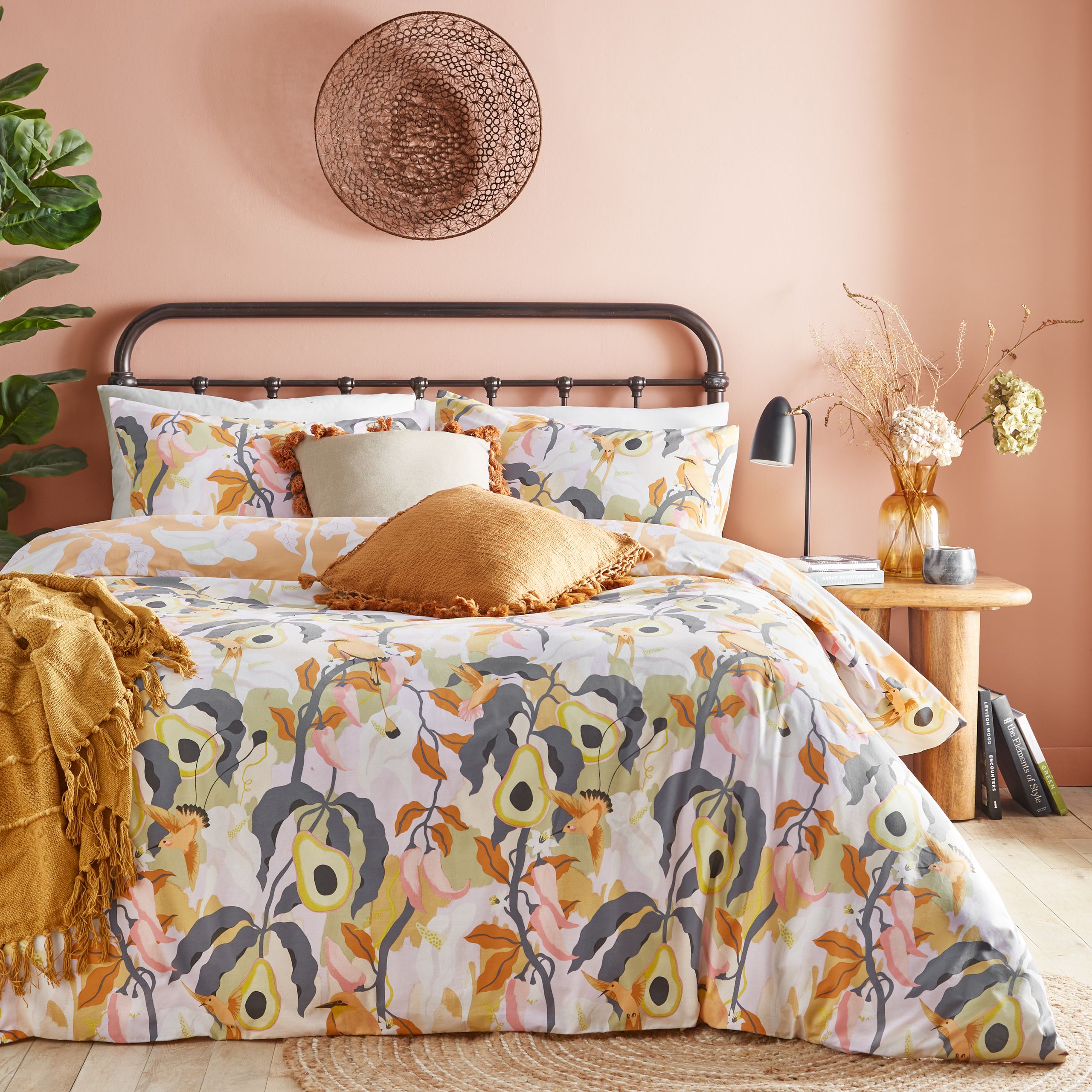 Furn Huerta Tropical Flora Duvet Cover Set in Pale Orange