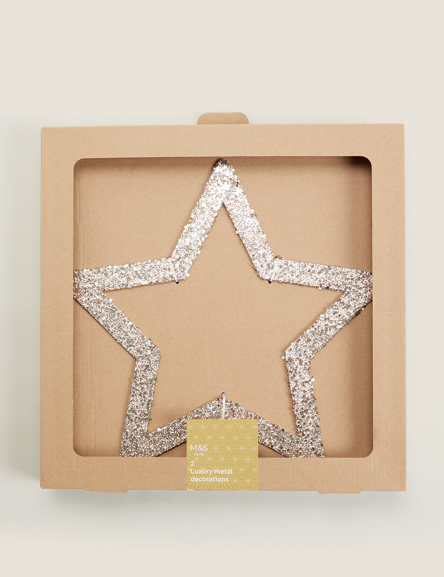 M&S 2 Pack Glitter Star Tree Decorations