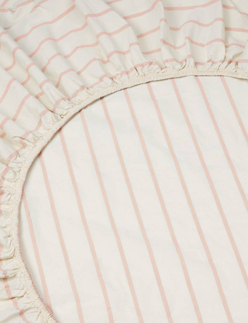 Piglet In Bed Pure Cotton Striped Fitted Sheet Pink Mix