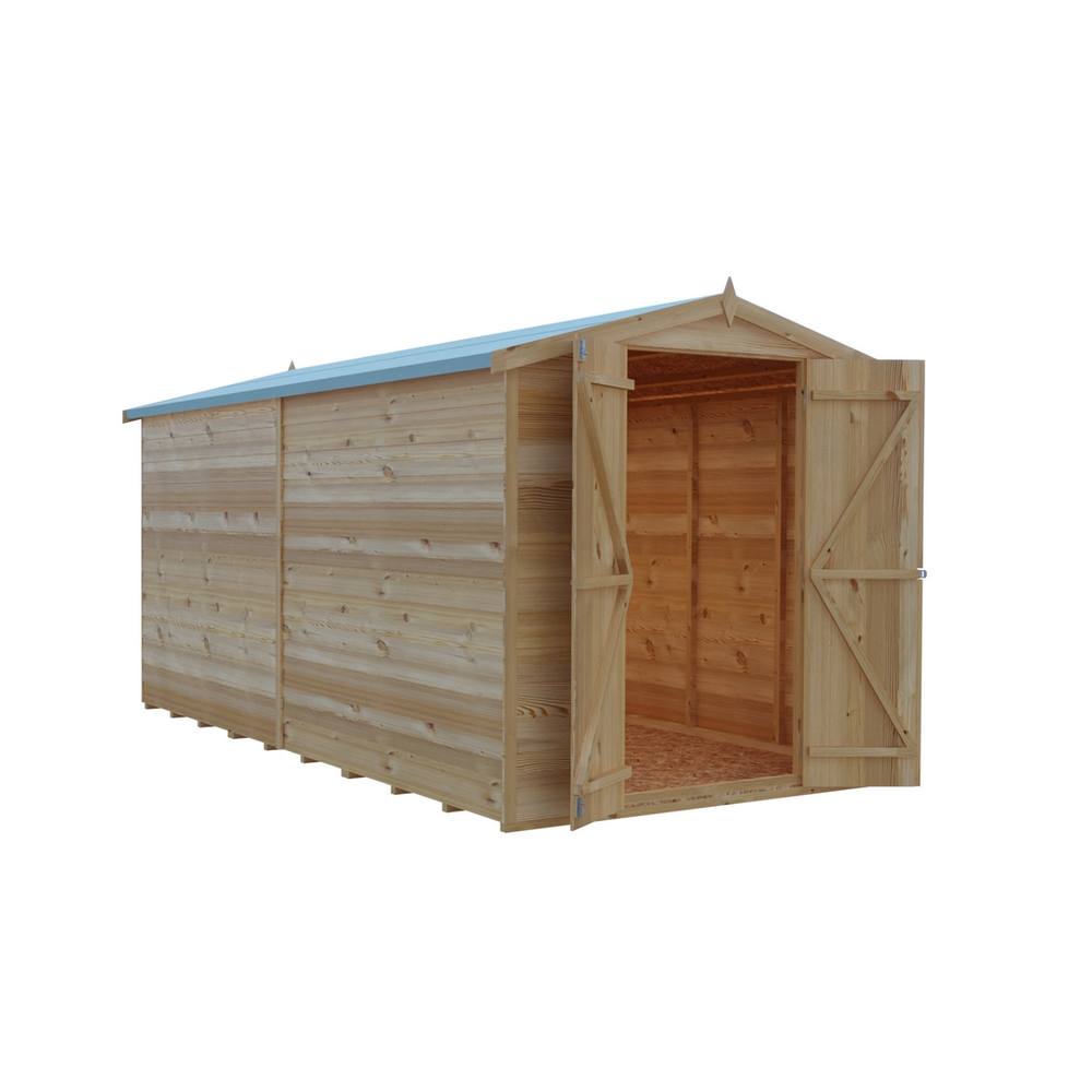 Shires Overlap Double Door Garden Shed - Dip Treated Approx 10 x 8 Feet in Brown 2