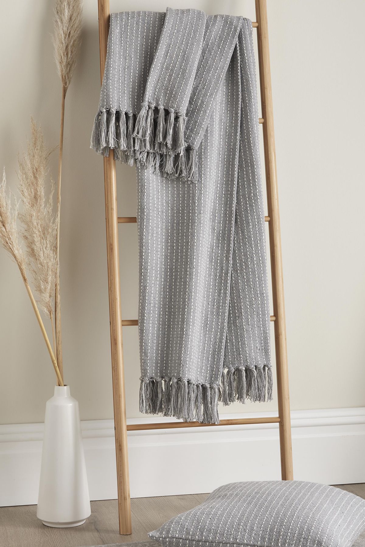 Drift Home 'Quinn' Subtle Woven Stripe Throw in Grey